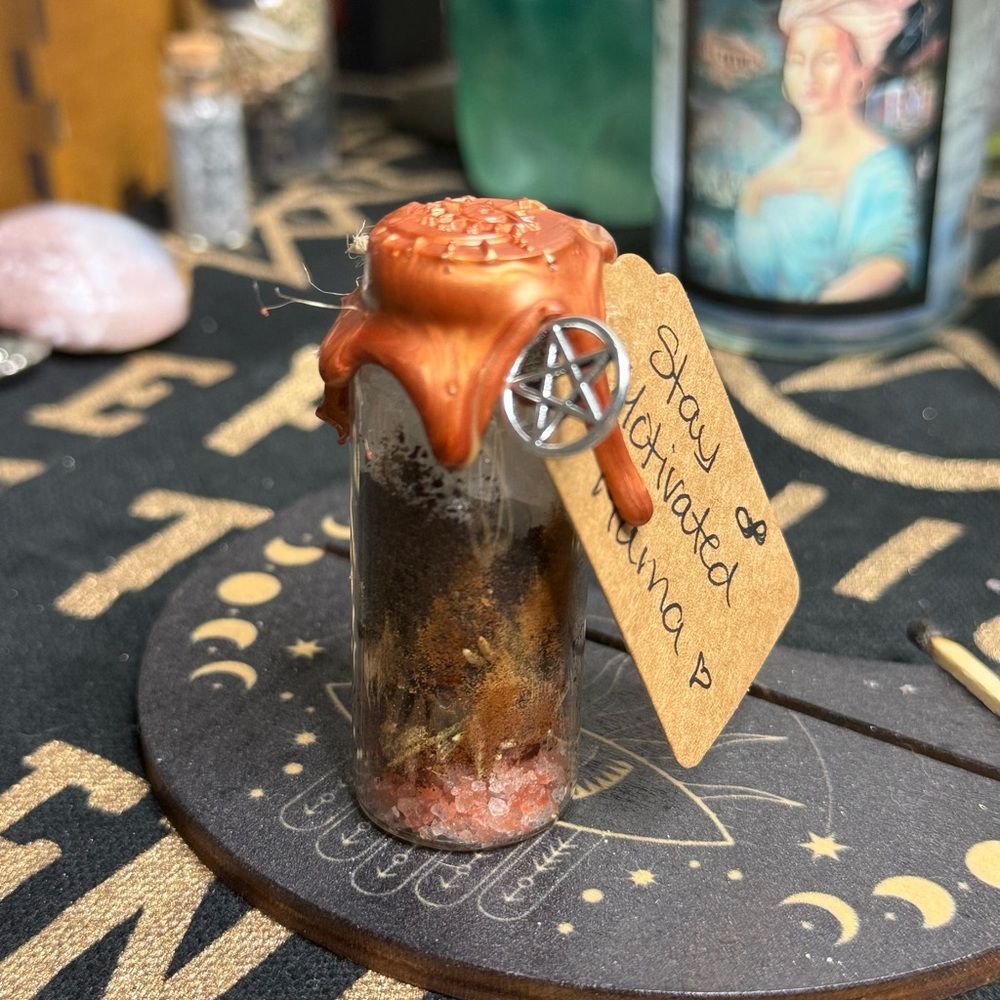 Decorative Glass Potion Bottle with Orange Wax Seal